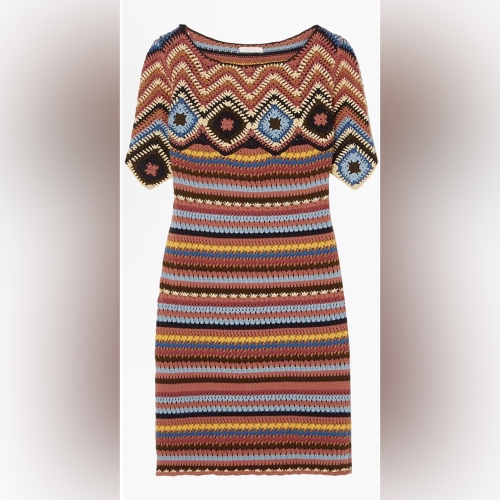 SEE BY CHLOÉ Crocheted Cotton Mini Dress Size Medium New - Picture 3 of 11